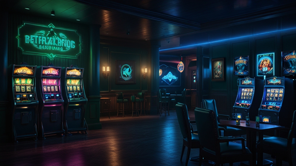 Leuchtende Bonuskarte mit Freispiel-Symbolen in einer dunklen Casino-Atmosphäre