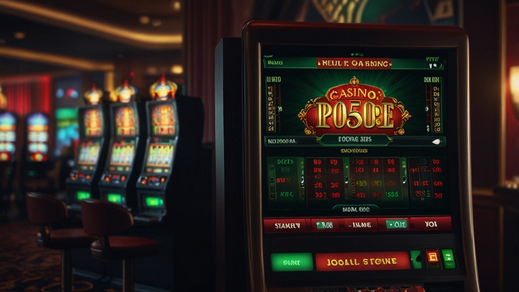 Bonuscode-Feld an einem dunklen Casino-Terminal mit leuchtender Bestätigung