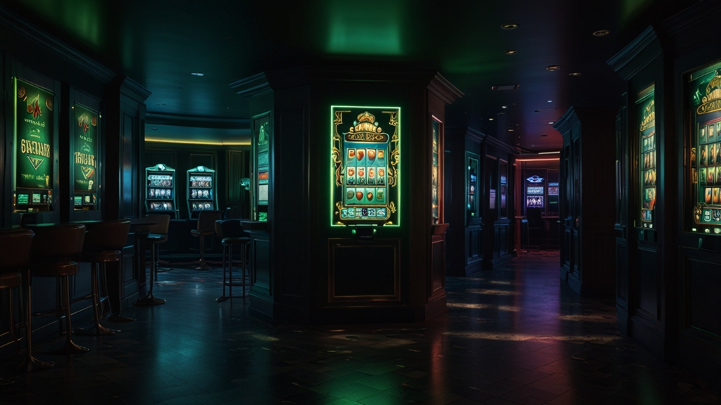 Smartphone zeigt die Installation einer Casino-App im dunklen Raum