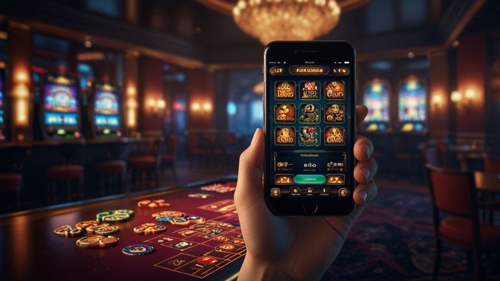 Smartphone mit mobilen Casino-Funktionen und dunklem Licht